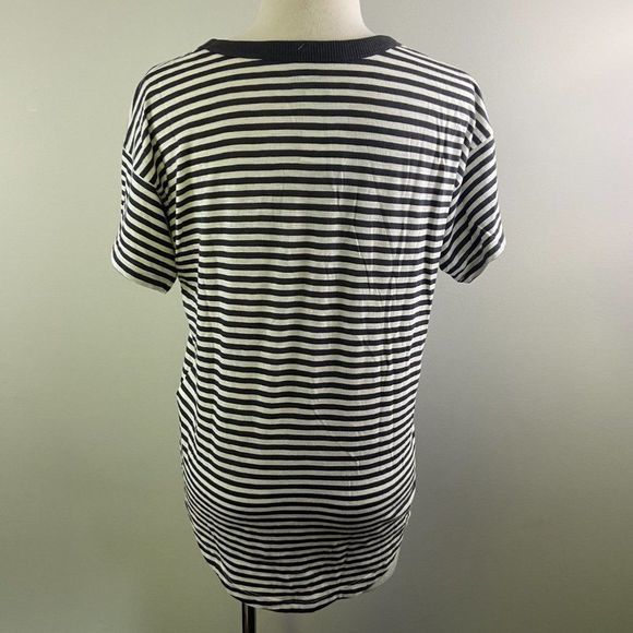 NWT MADEWELL Grey Ivory Striped Crew Neck Organic Cotton Tee‎ (S) - Picture 6 of 9